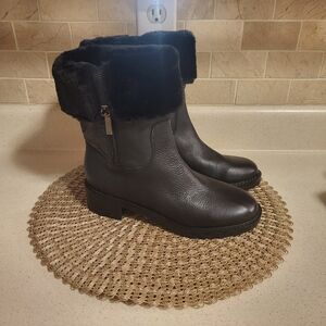 Bandolino Cassy Women's Black Leather Winter Boots, Size 7